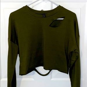Cropped Olive long sleeve Shirt